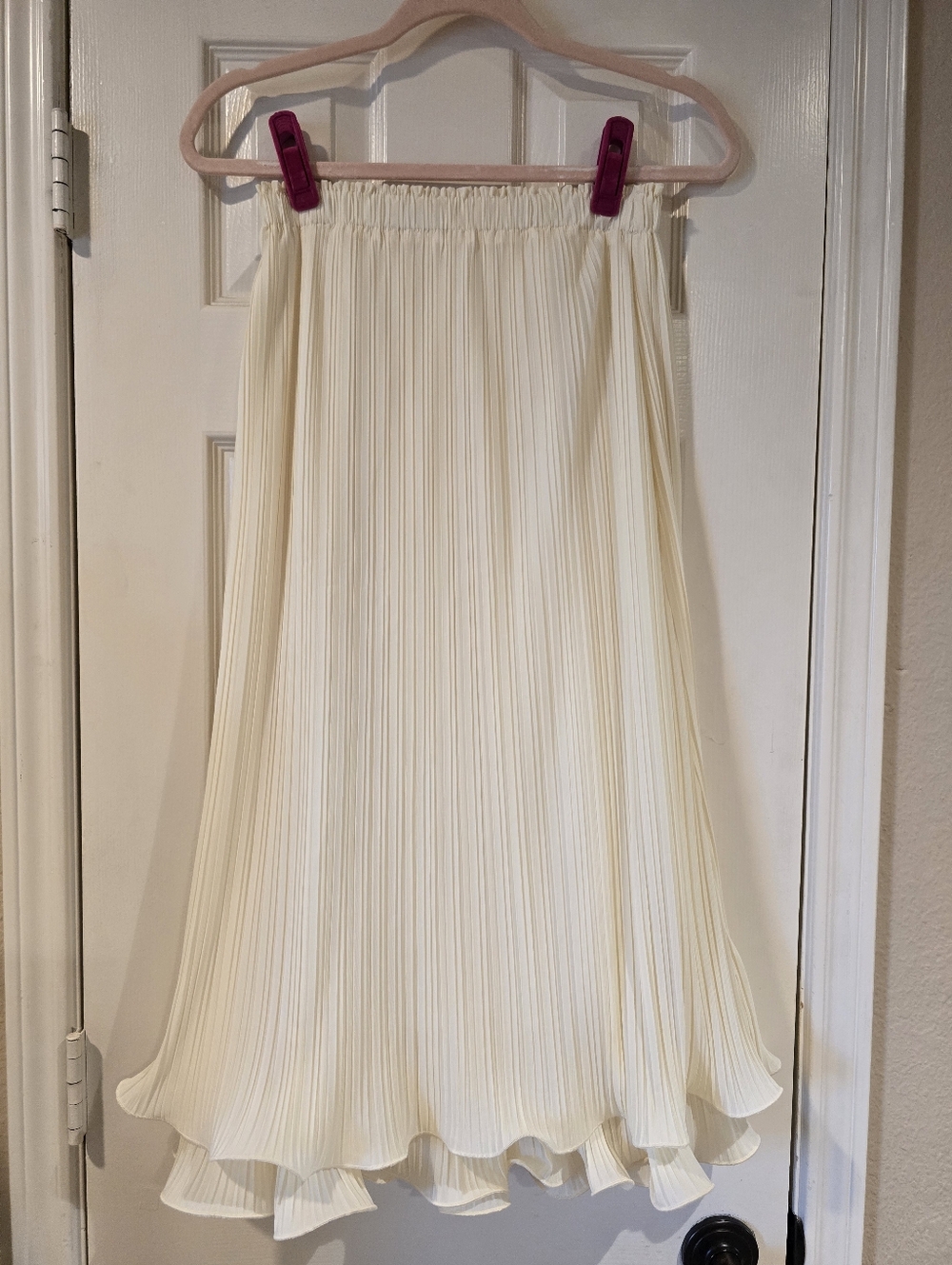 Anthropologie Plissé Pencil Midi Pleated Skirt Midi Skirt Ivory Size xs